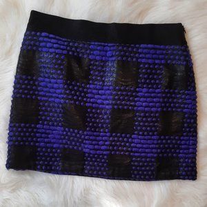Milly of New York Blue & Black Plaid Wool Blend Mini Skirt 4